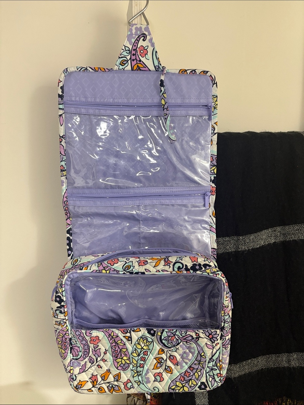 Vera Bradley Purple Paisley Hanging Cosmetic Organizer
